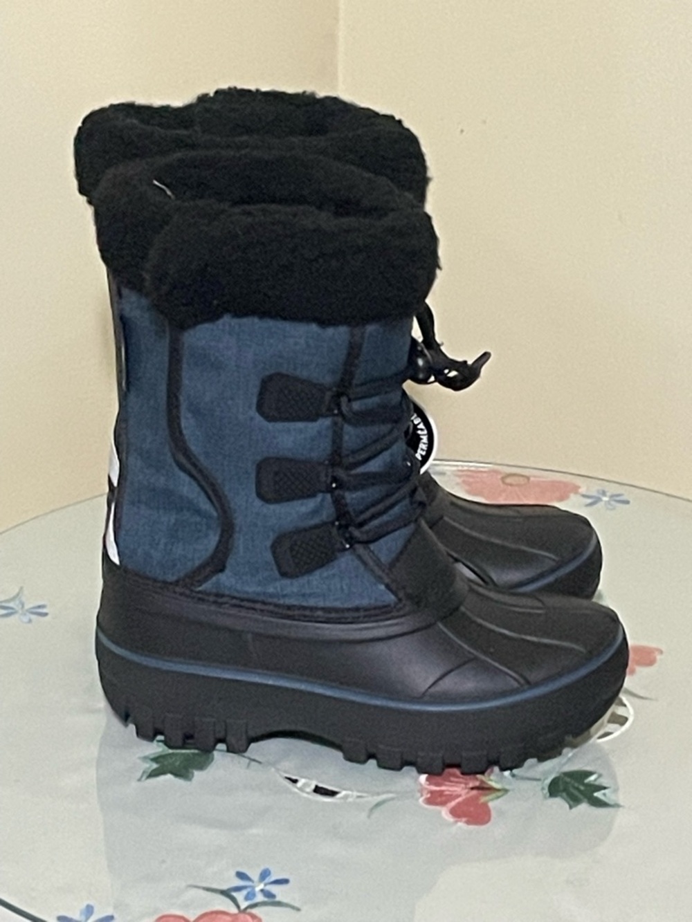 🆕 kids Insulated Winter Snow Boots in Navy and Black Size 13